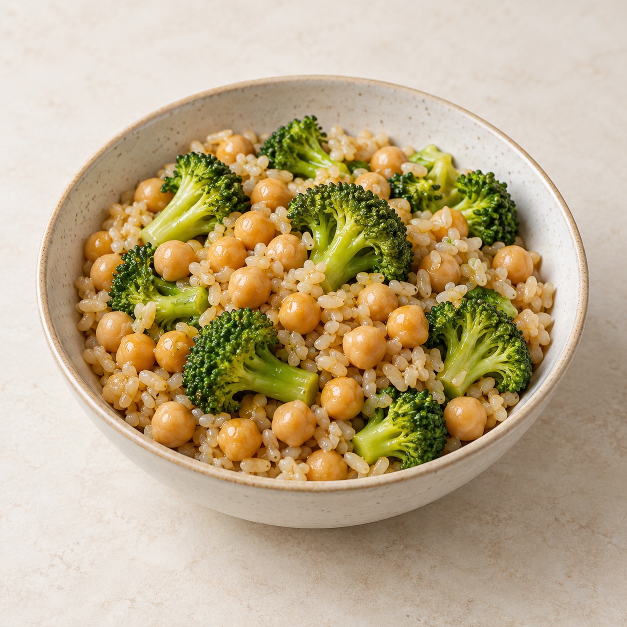 Chickpea and brown rice bowl — AI-generated food illustration