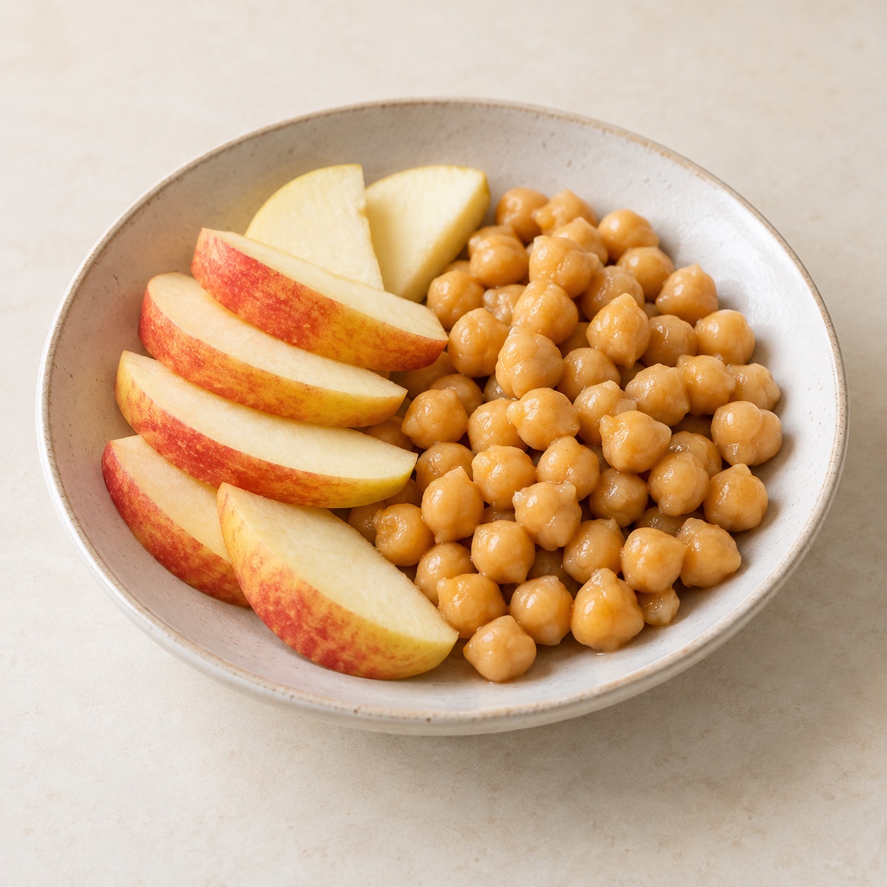 Apple and cooked chickpeas — AI-generated food illustration