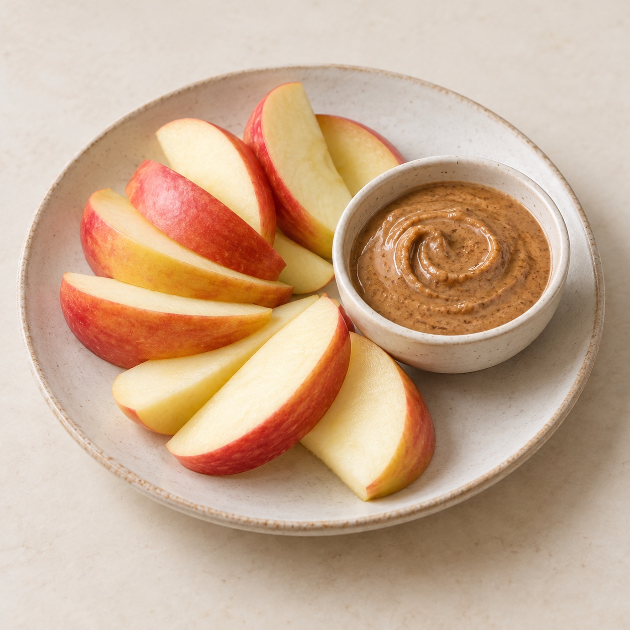 Apple and almond butter — AI-generated food illustration