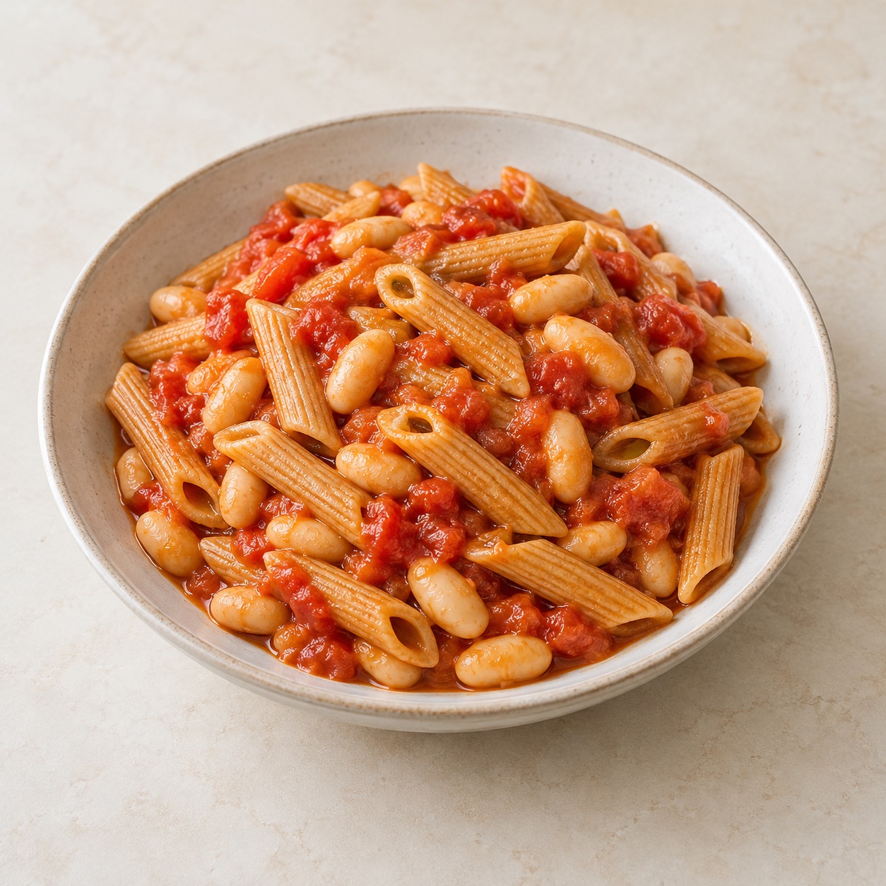 Whole-grain pasta with beans — AI-generated food illustration