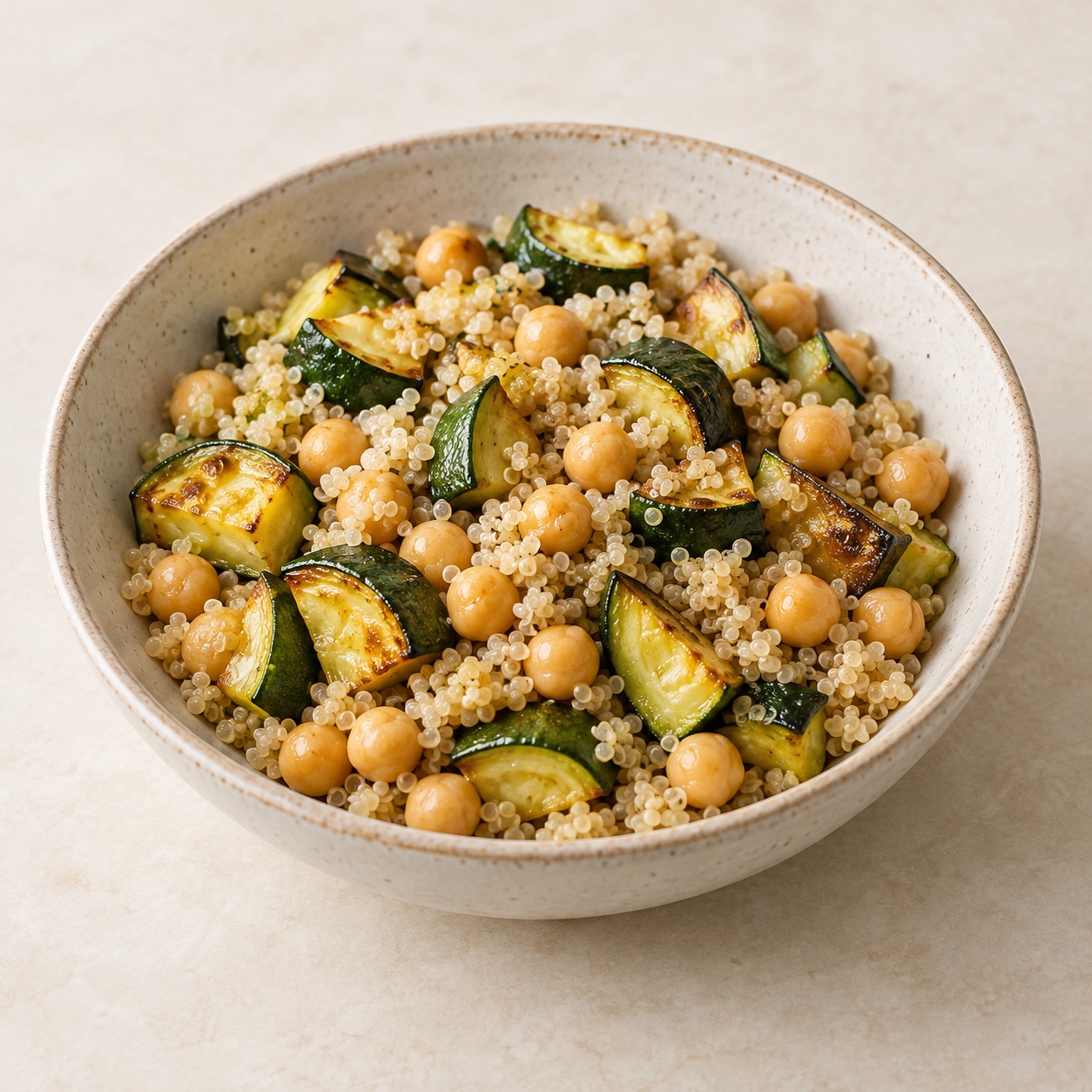 Quinoa and roasted vegetable bowl — AI-generated food illustration