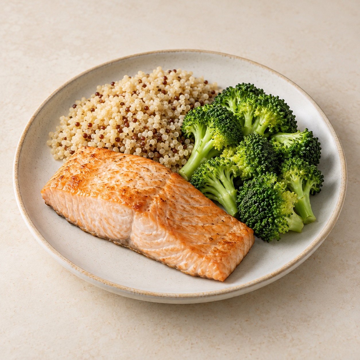 Baked salmon and quinoa — AI-generated food illustration