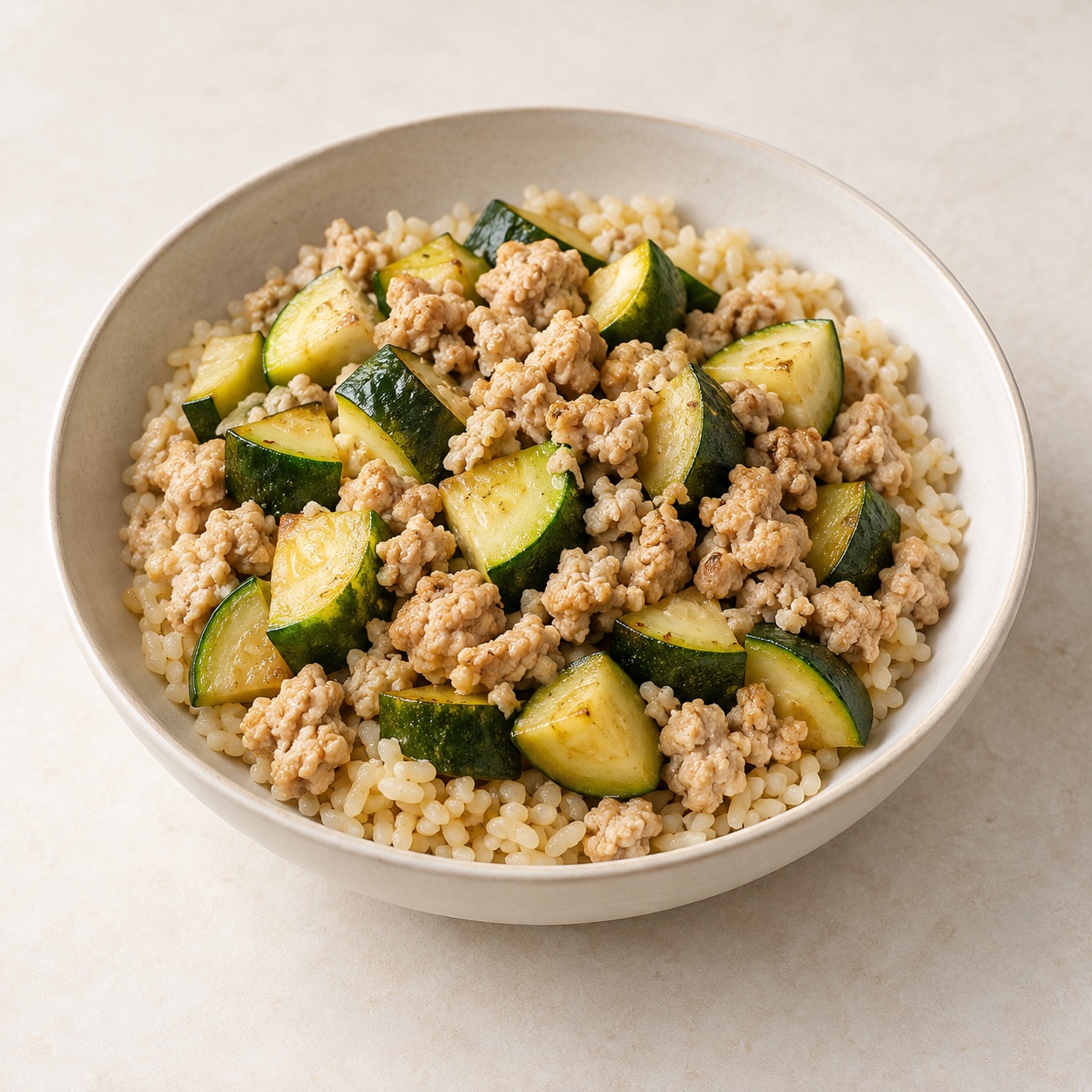 Turkey and rice vegetable bowl — AI-generated food illustration